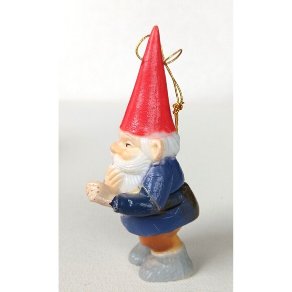 Vintage Uniboek Gnome Christmas Ornament Hard Plastic Hong Kong 3.5" - Picture 2 of 8